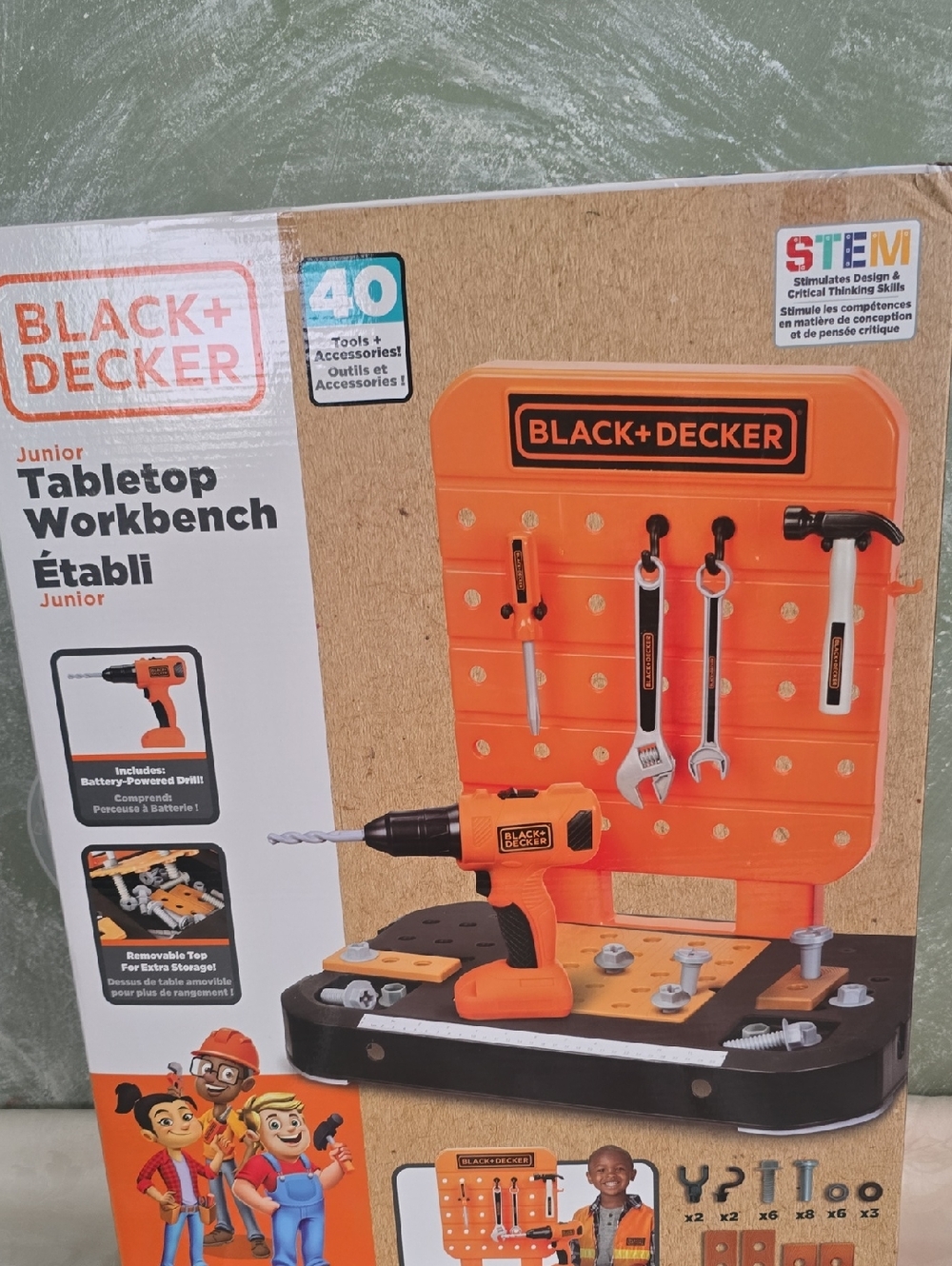 BLACK+DECKER Junior Tabletop Workbench - Orange and Black 40pcs New